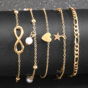 5 PCS Gold Charm Anklet Set