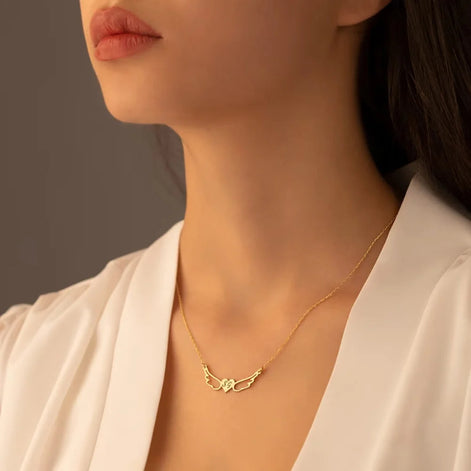 Angel Wing Initial Necklace