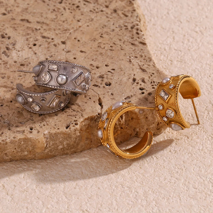 C-Shaped Hoop Earrings