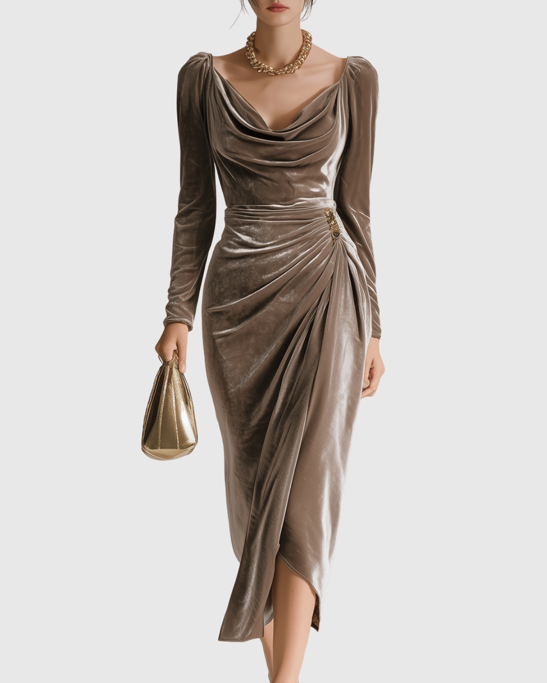 Eadoline Elegant Pleated Midi Dress