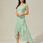 Floral Chiffon Evening Gown – Asymmetrical Hem