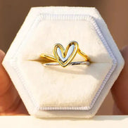 Double Hollow Heart Ring