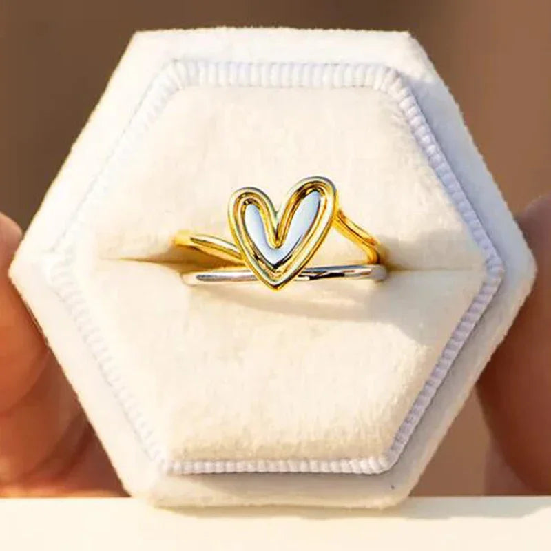 Double Hollow Heart Ring