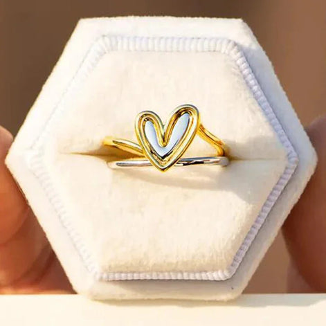 Double Hollow Heart Ring