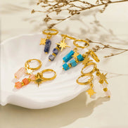 Asymmetric Stone Star Earrings