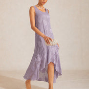 Floral Chiffon Evening Gown – Asymmetrical Hem