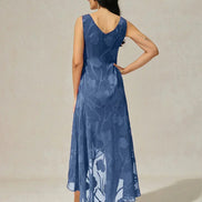 Floral Chiffon Evening Gown – Asymmetrical Hem
