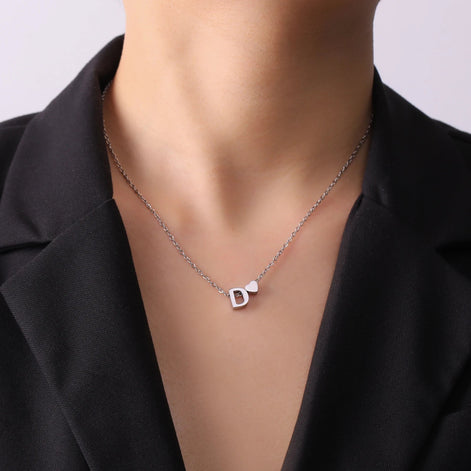 Dainty Heart Initial Necklace