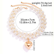2 PCS Chunky Beaded Heart Necklace Set