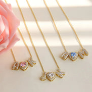 Birthstone Heart Initial Necklace