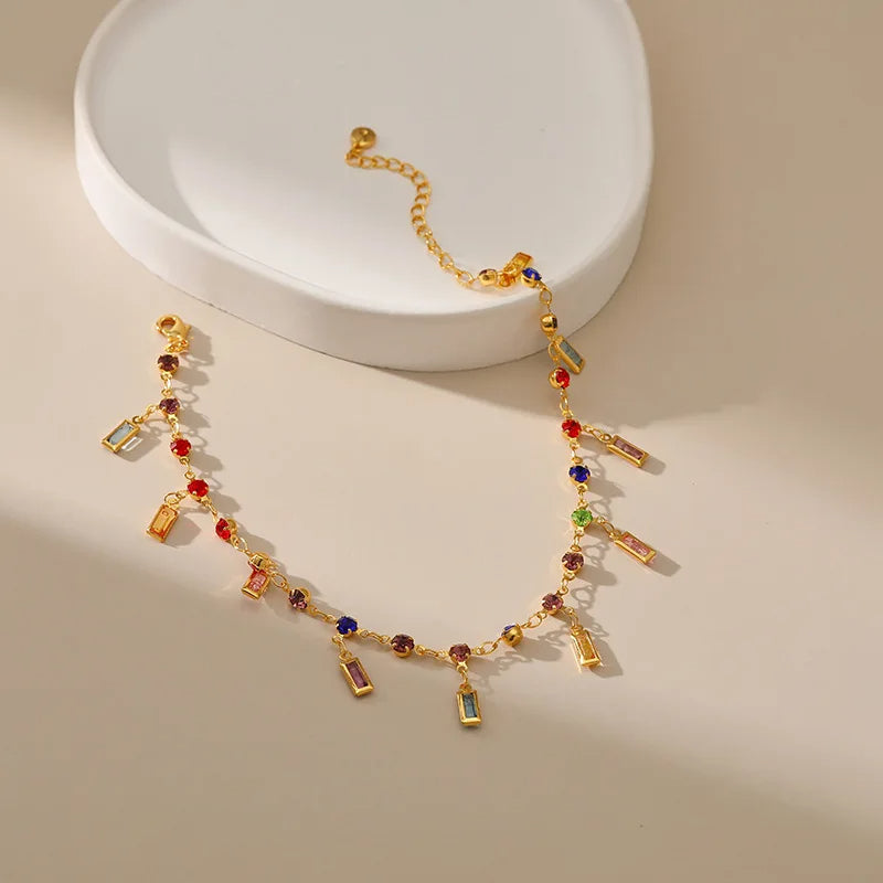 Colored Crystal Ankle Bracelet