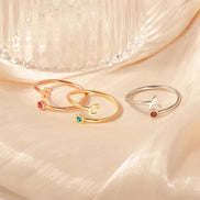 Custom Letter Birthstone Ring