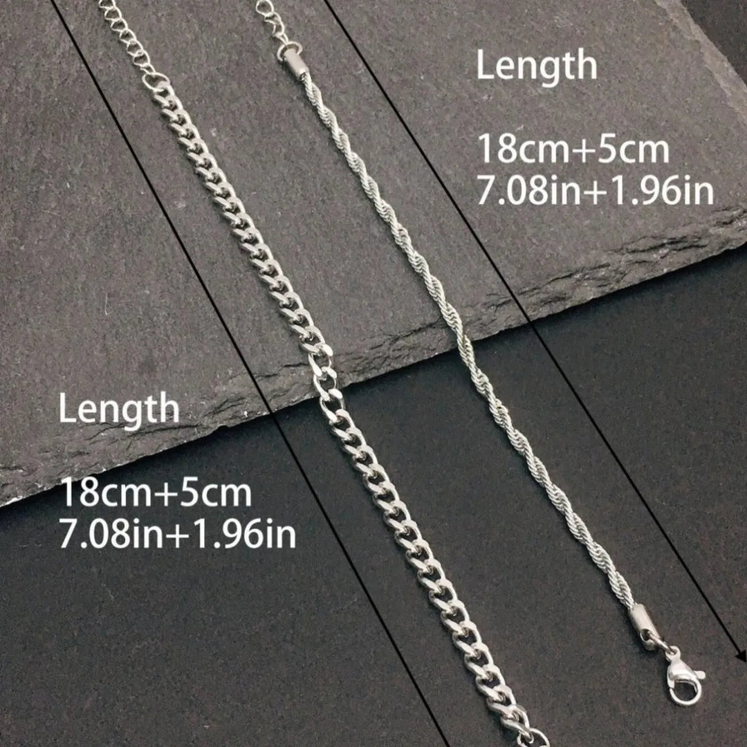 2 PCS Cuban Chain Bracelet