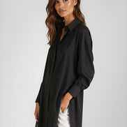 Oversized Lapel Button Shirt Dress