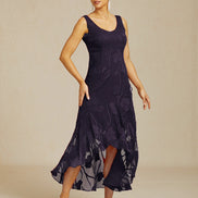 Floral Chiffon Evening Gown – Asymmetrical Hem