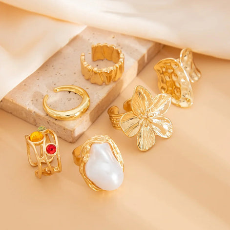 6 PCS Baroque Pearl Ring