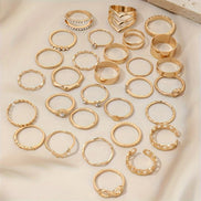 30 PCS Gold Tone Statement Ring Set