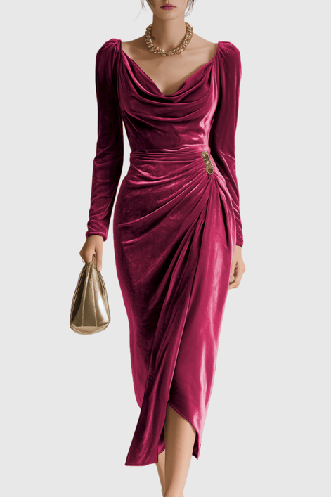 Eadoline Elegant Pleated Midi Dress