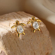 Crystal Turtle Stud Earrings