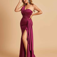 Satin One Shoulder Mermaid Bridesmaid Dress
