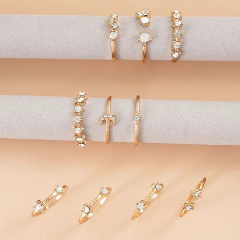 9 PCS Celestial Crystal Ring Set