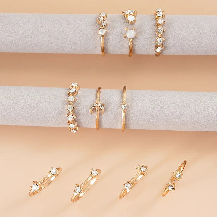 9 PCS Celestial Crystal Ring Set