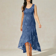 Floral Chiffon Evening Gown – Asymmetrical Hem