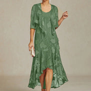Floral Chiffon Evening Gown – Asymmetrical Hem