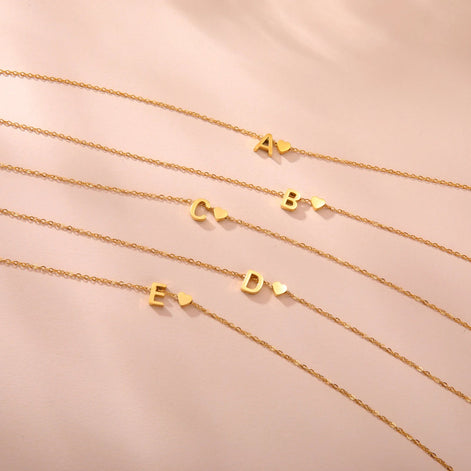 Dainty Heart Initial Necklace