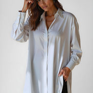 Oversized Lapel Button Shirt Dress