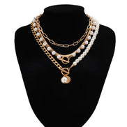 5 PCS Pearl & Chain Layered Necklace Set