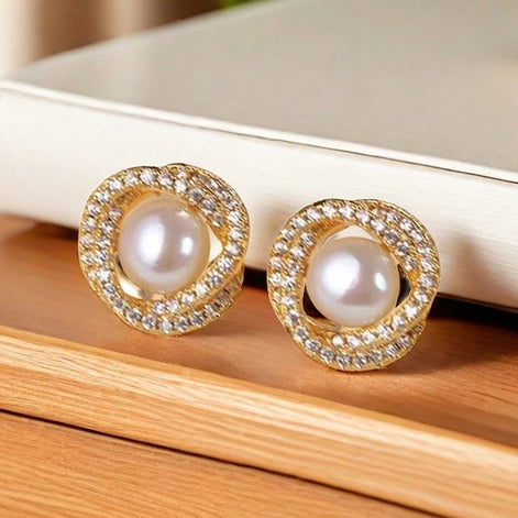 4 PCS Pearl Geometric Necklace, Earrings & Ring Set