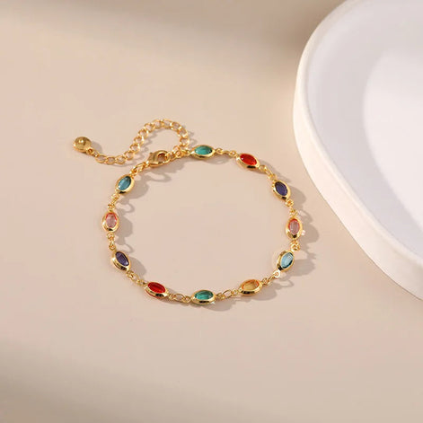 Colorful Oval Beads Bracelet
