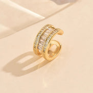 3 PCS Gold Crystal Cuff Earring Set