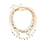 4 PCS Boho Crystal Tassel Choker Set
