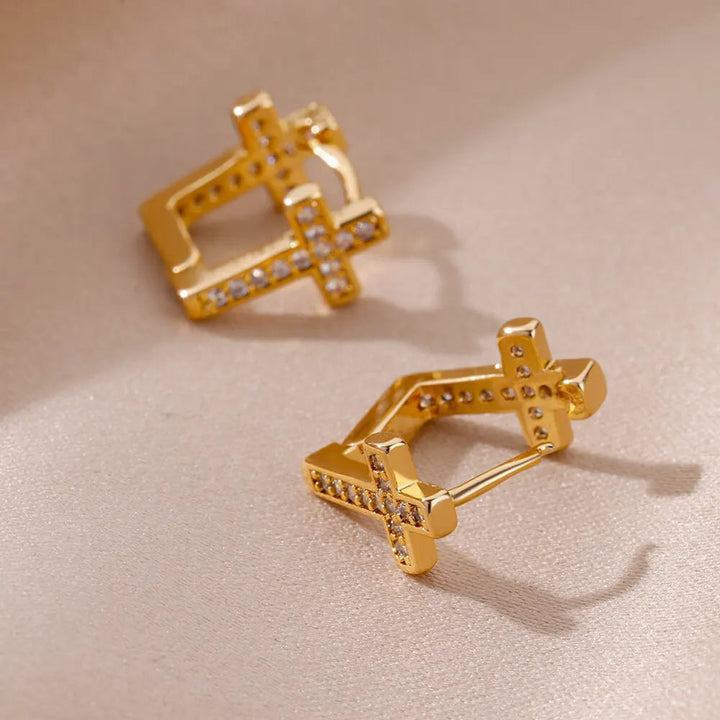 Cross Zircon Earrings