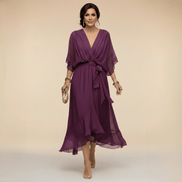 Nica Elegant V-Neck Chiffon Dress