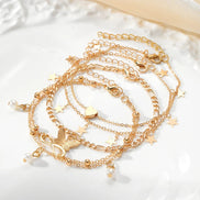 5 PCS Gold Charm Anklet Set
