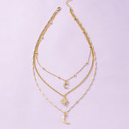 3 PCS Octagonal Star Moon Necklace