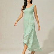 Floral Chiffon Evening Gown – Asymmetrical Hem