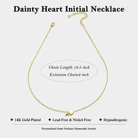 Dainty Heart Initial Necklace