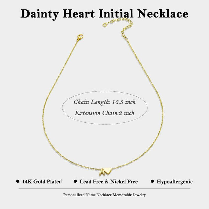 Dainty Heart Initial Necklace