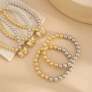 5 PCS Mixed Beaded Bow Bracelet Set