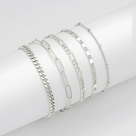 Dainty Link Chain Bracelet Set