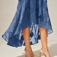 Floral Chiffon Evening Gown – Asymmetrical Hem