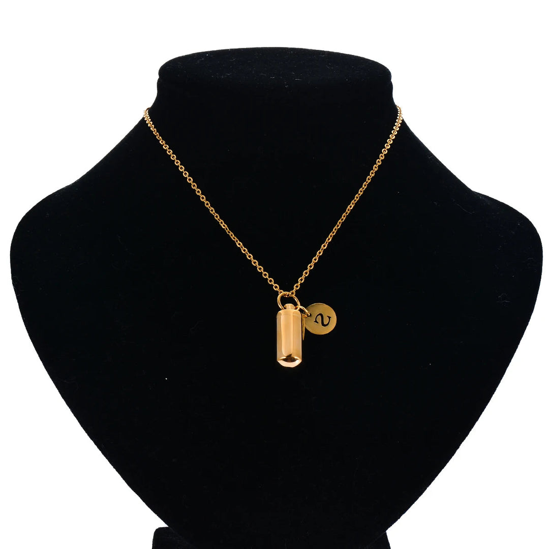 Cremation Urn Initial Charm Necklace