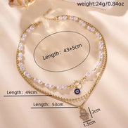 3 PCS Layered Hamsa & Pearl Necklace Set