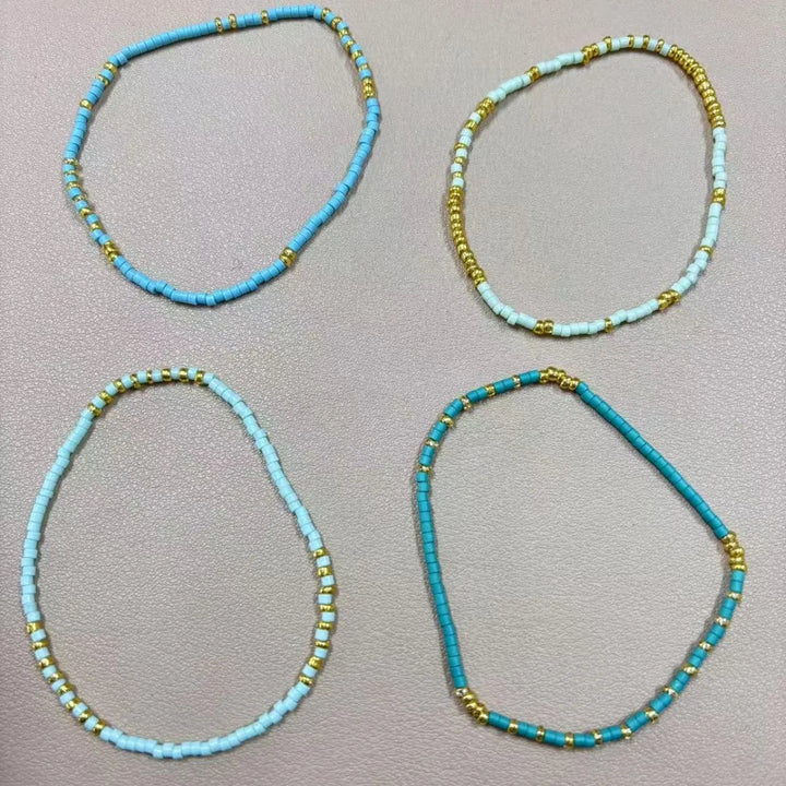 4 PCS Handmade Oceanic Bead Bracelet Set