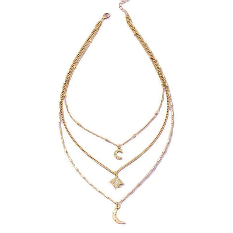 3 PCS Octagonal Star Moon Necklace