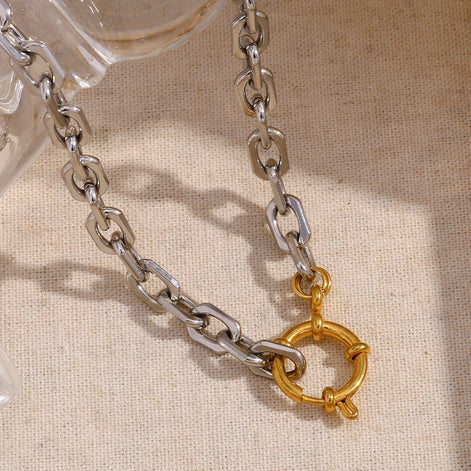 Dual Tone Buckle Necklace
